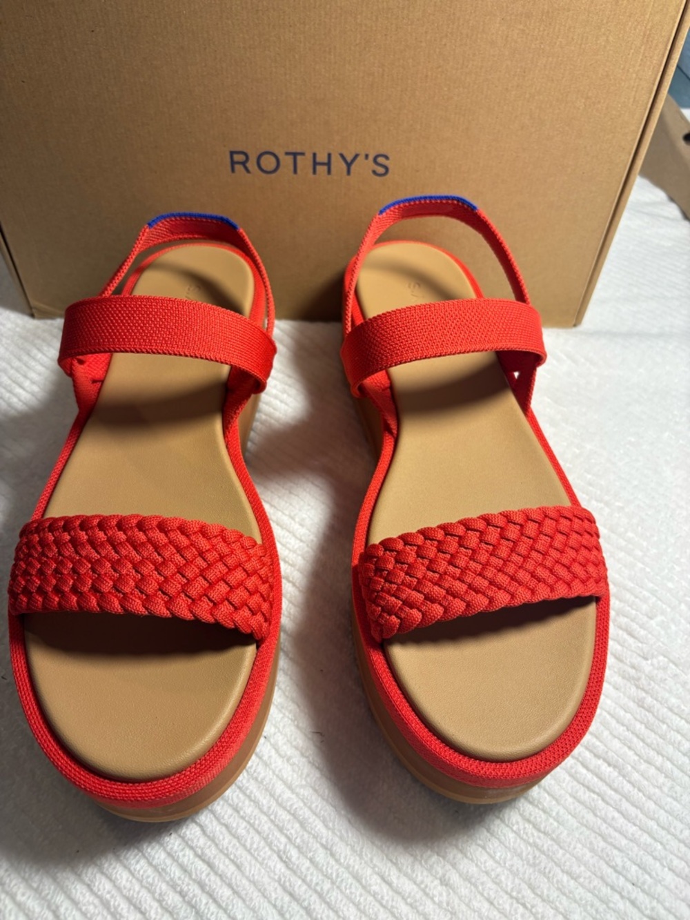 Rothy's Red Braided-Strap Platform Sandals